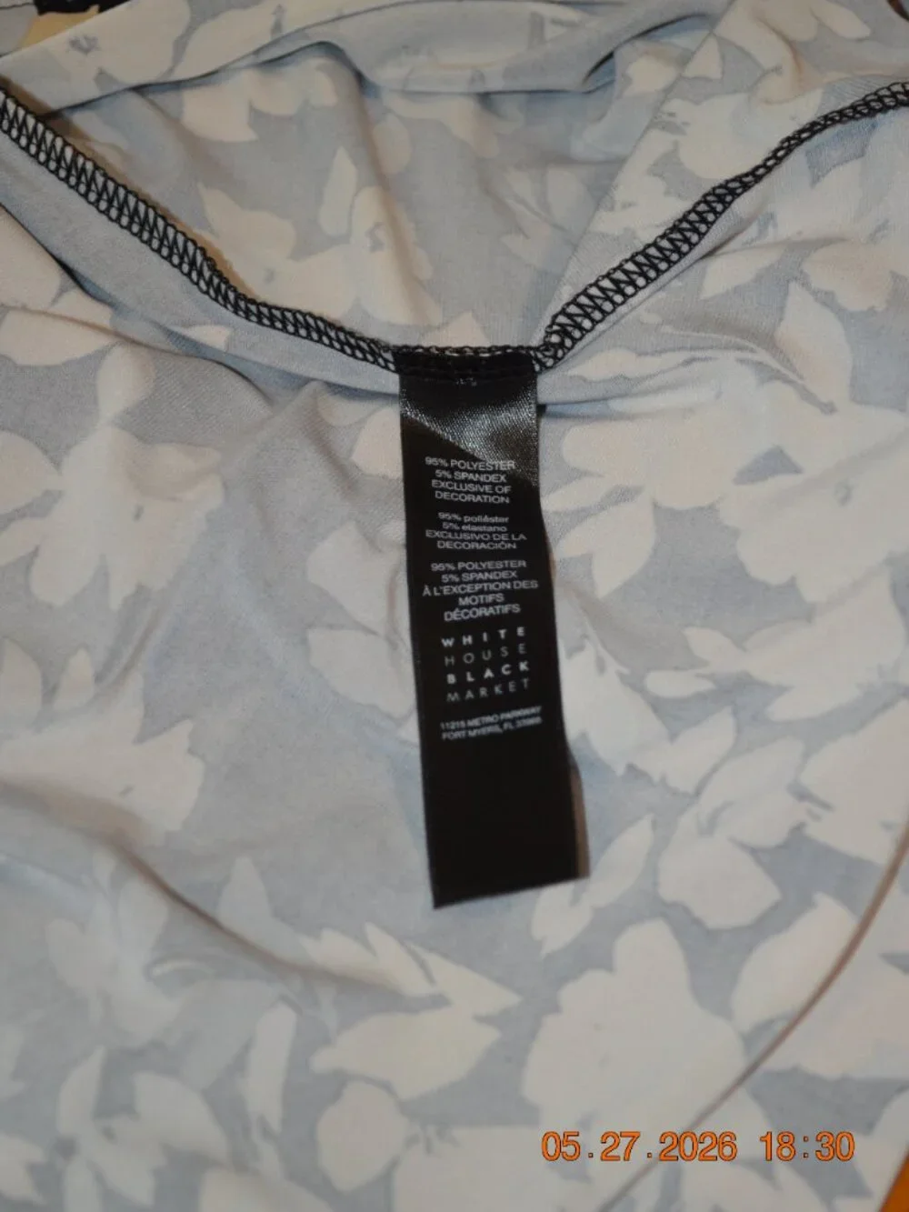 White House Black Market Women’s Large Black Cream Floral Sleeveless Blouse